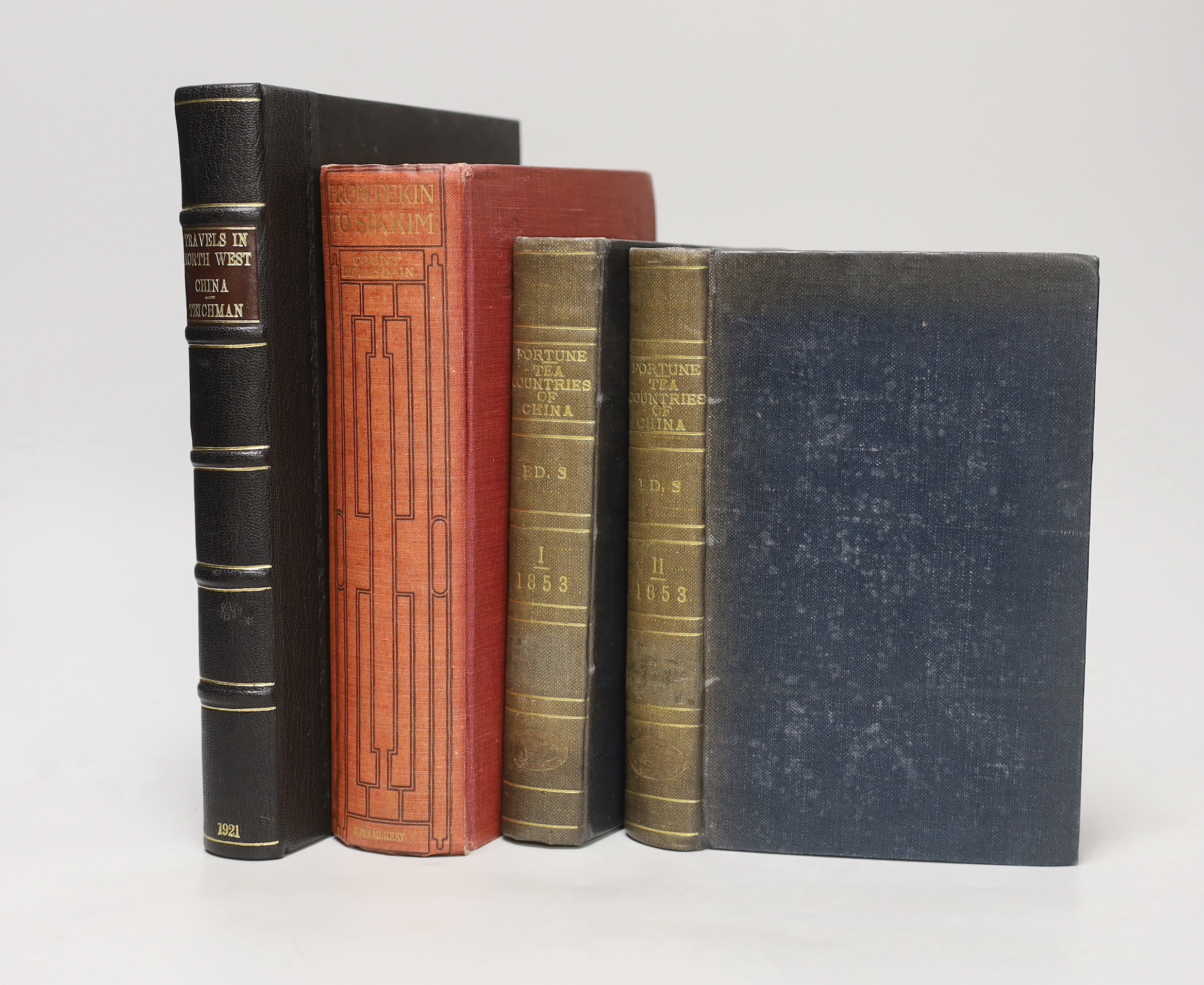 Fortune, Robert - Two Visits to the Tea Countries of China and the Tea Plantations in the Himalaya ... 3rd edition, 2 vols, pictorial engraved and printed titles, folded map, 6 plates, engraved text illus.; rebound cloth